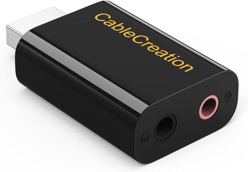USB Audio Adapter with 3.5mm Jack, CableCreation USB External Stereo Sound Card for PS4, PS5, Windows, Mac