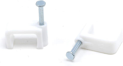 THE CIMPLE CO Dual, Twin, or Siamese Coaxial Cable Clips, Cat6, Electrical Wire Clip, 1/2 in Nail Clip, White (100