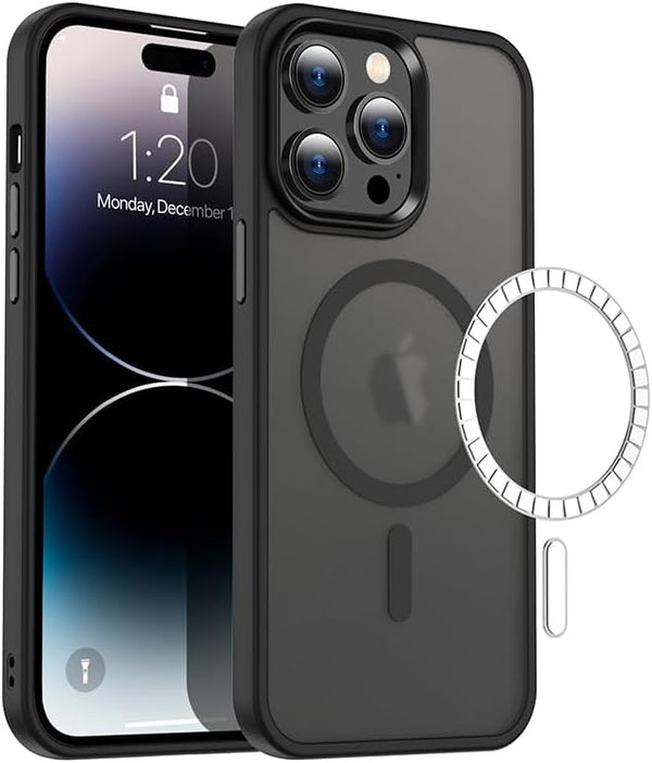 QLTYPRI Magnetic iPhone 12 Case (6.1 inch) Compatible with Wireless Charger, Protective Shockproof Translucent Case -