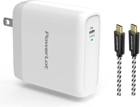 100W USB C Charger PowerLot Fast Wall Charger PD 3.0 with 5A 6ft Cable, Universal Charger Block for MacBook, iPad,