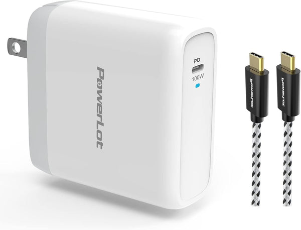 100W USB C Charger PowerLot Fast Wall Charger PD 3.0 with 5A 6ft Cable, Universal Charger Block for MacBook, iPad,