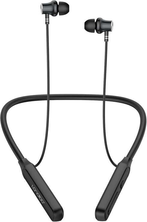 Wireless Earbuds Neckband, V5.2 with Microphone, 35 Hours Playtime, IPX7 Sweatproof for Music and Sports (Black)