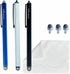 3-Pack Micro-Knit Mesh Tip Capacitive Stylus Pens for Touch Screens with Replaceable Fiber Tips, Cleaning Cloth (Black,