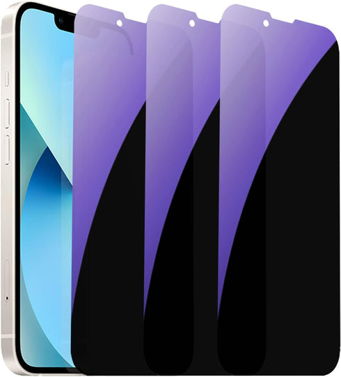 3 Pack Anti-Spy Tempered Glass Screen Protector for iPhone 14/13/13 Pro - 6.1" Anti-Blue, 9H Hardness, Anti-Scratch