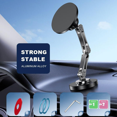 Tablet Phone Holder, Aluminum Alloy Car Phone Mount with Magnetic Suction, 360-Degree Rotation, Stable Laptop Stand (1