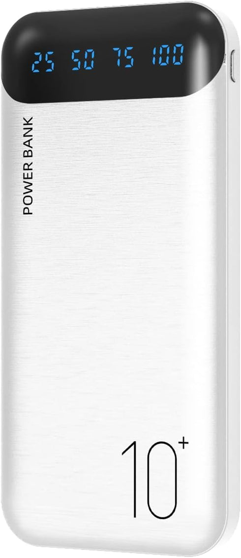 Power Bank 10000mAh Portable Charger with 2 USB 2.4 A Outputs and USB C Input, Compatible with Huawei, iPhone 12 11 X,