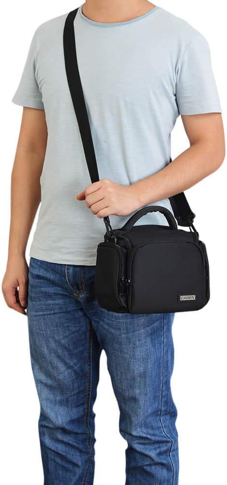 CADeN Compact Waterproof Camera Shoulder Bag for Nikon, Canon, Sony SLR/DSLR, Black