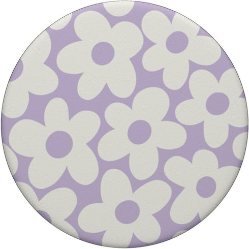 Pastel Purple Aesthetic Flowers Floral Retro Daisy Women PopSockets Standard PopGrip