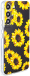 Galaxy S22 Case, Black Sunflower Pattern Cute Floral Soft TPU Back Cover for Samsung Galaxy S22 6.1 Inch