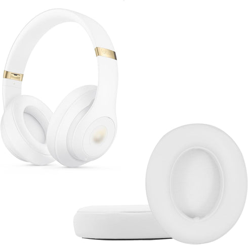 Replacement Ear Pads for Beats Studio 2 & 3, Cushions with Memory Noise Isolation Foam, Softer Leather-White