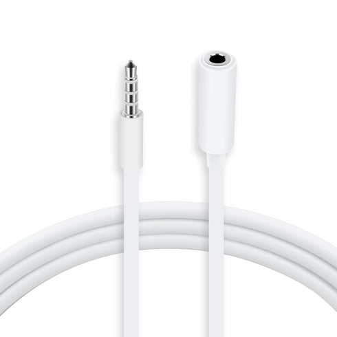 Conwork 2-Pack 3.5mm 4-Pole Male to Female Auxiliary Audio Cable for Headphones, 3.3 Feet, White
