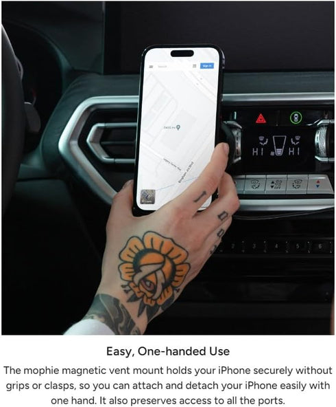 mophie 16/15/14/13/12 Magnetic Vent Mount for Apple iPhone Series - MagSafe Compatible, Adjustable Arm, Multiple