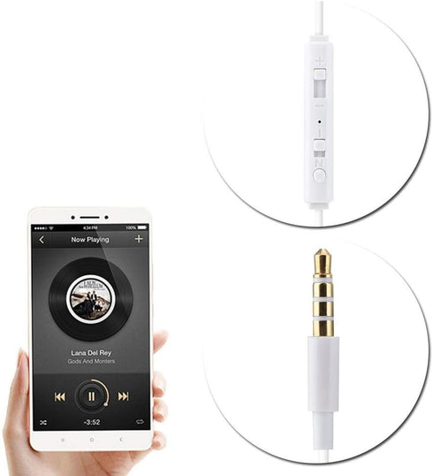 Yoidesu Universal 3.5mm Jack Acoustic Hollow Air Tube Earbuds Headphones with Microphone,Anti-Radiation in-Ear Single Earbud,Wired Cell Phone Earpiece (White)