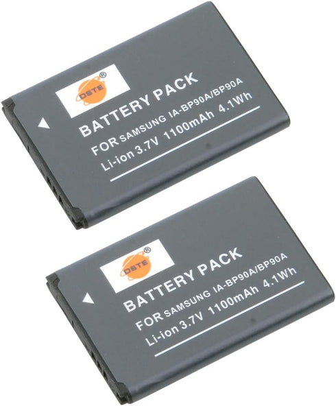 DSTE 2X IA-BP90A BP-90A Battery + DC119 Travel and Car Charger Adapter Compatible Samsung HMX-E10 HMX-E10BN HMX-E10BP HMX-E10BP/EDC HMX-E10OP HMX-E10OP/EDC HMX-E10WP Camera