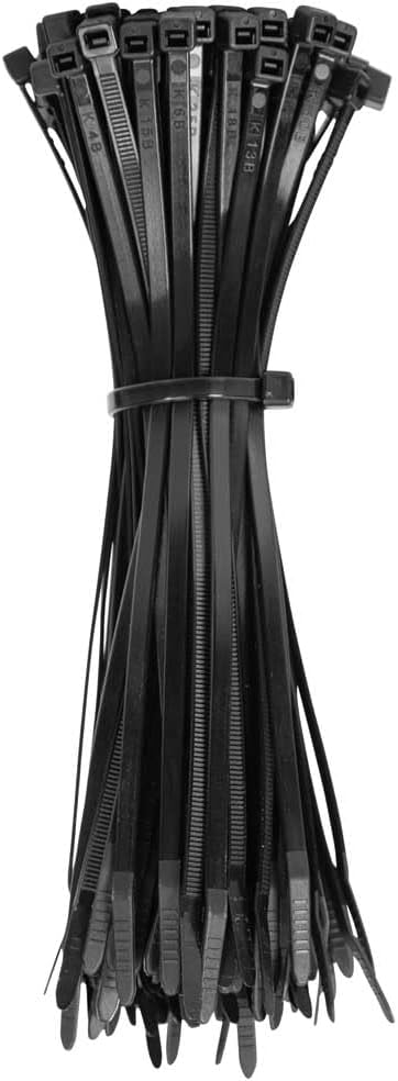 Klein Tools 450-200 Cable Ties, 100-Piece Heavy Duty Nylon Zip Ties, 50-Pound Tensile Strength, 7.75-Inch, Black