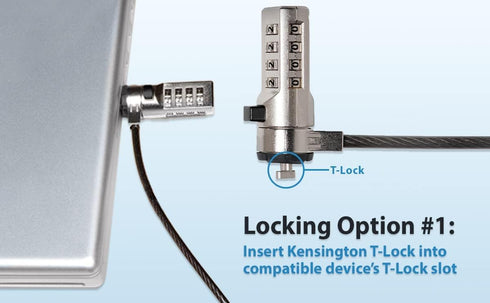 ChargeTech Anti-Theft Combination Cable Lock for Securing Laptops, Computers, Tablets, and Devices