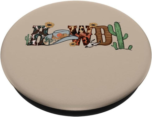 Howdy Cowboy Yeehaw Country Cactus Rodeo Punchy Western PopSockets Standard PopGrip
