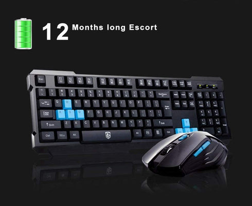 Soke-Six Keyboard Mouse Combos, Waterproof Multimedia 2.4GHz Wireless Gaming Keyboard with Ergonomic Mouse