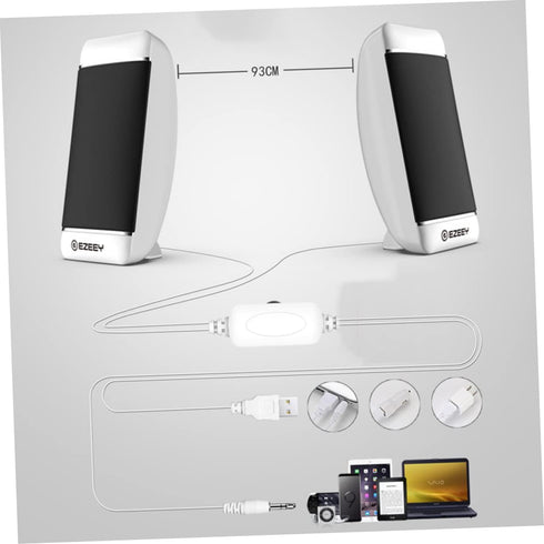 Mobestech Computer Speakers 2pcs Portable Notebookwhite Wired Sound Powered Speakers for Desktop Mini Speaker Multimedia Loudspeaker USB Stereo Computer Laptop White Portable Speakers