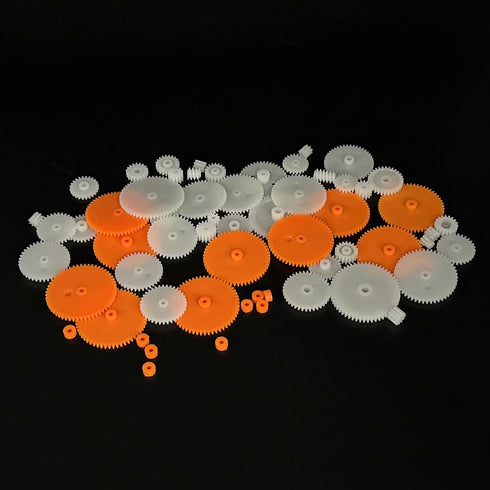 VBezbojny 61PCS Set (61) Plastic Gear Single Gear Spindle Gear Shaft Sleeve Small Motor Gear for RC Car Truck Robot DIY