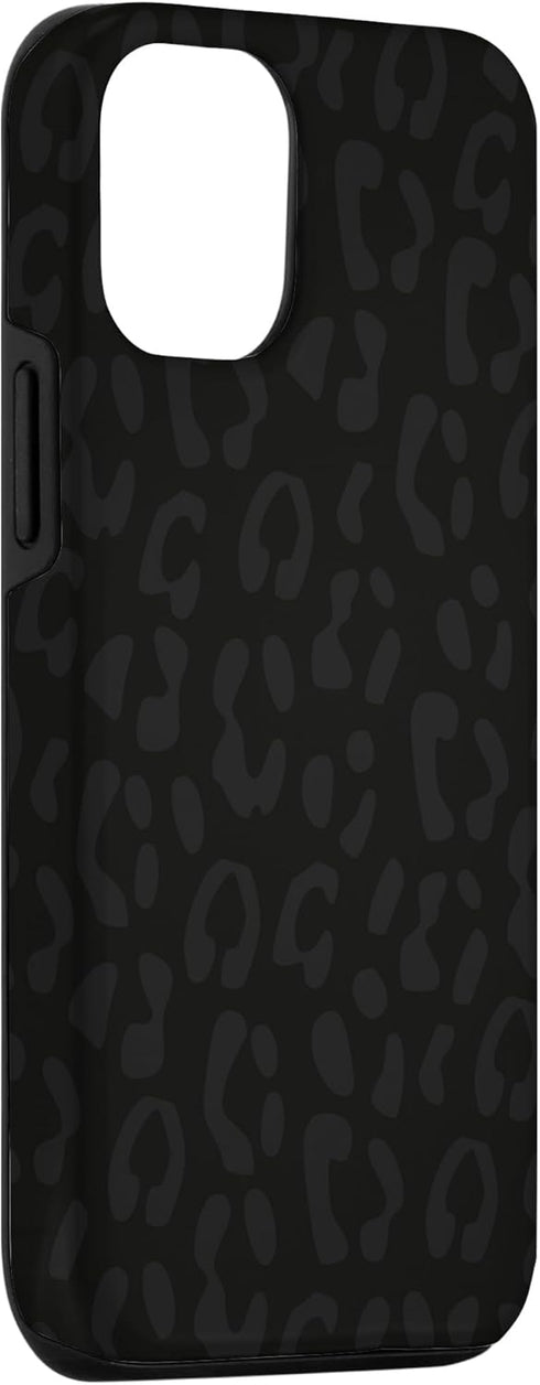 Black Leopard Print Protective Case for iPhone 12/12 Pro, Cheetah Design for Women