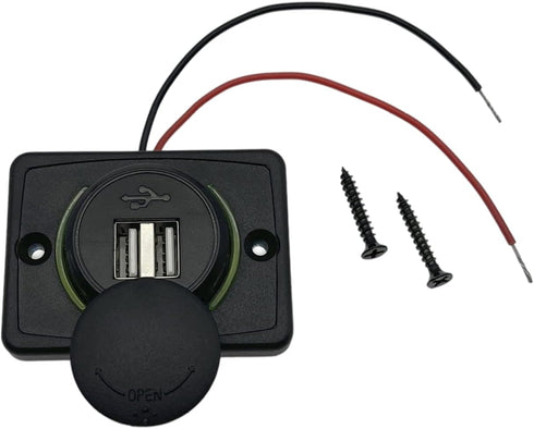 Car 12V RV USB Charger, Quick Charger 3.0 Wall Mount USB Charging Station with Green Indicator Light and Cap