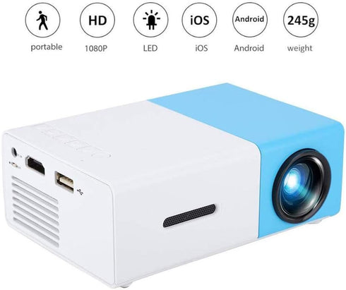 Mini Projector, 1080P Full HD LED Video Projector, Indoor/Outdoor Portable for Home and Travel