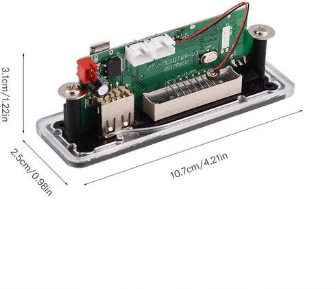 12V MP3 Decoder Module, USB/Bluetooth/SD Card/FM Radio WMA Decoder Board with Remote Control, Hands-Free Call
