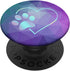 Rainbow Paw Print Heart, Dog Cat Teal Purple Polygon PopSockets Standard PopGrip