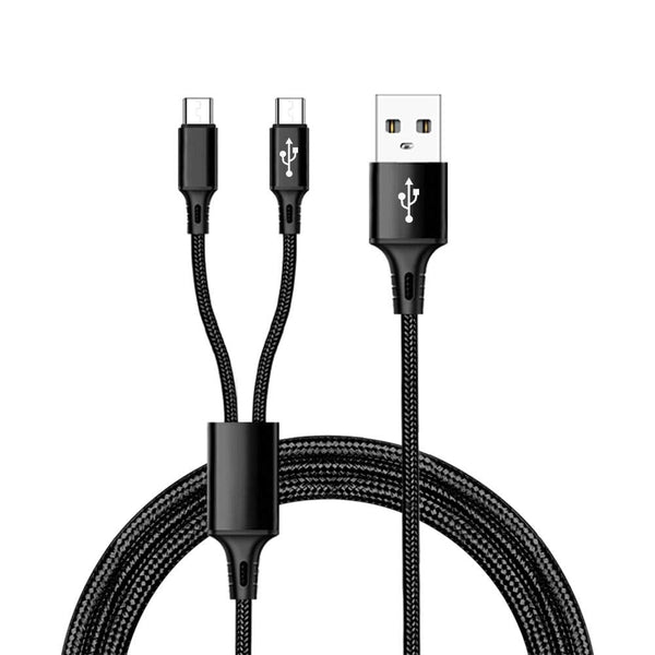 IFLASH 6 Feet Extra Long Dual Port Type C Splitter Charging Cable - Power up to Two USB C Devices at Once from a Single USB A Port - Ideal for Any USB C Powered Device (Black)