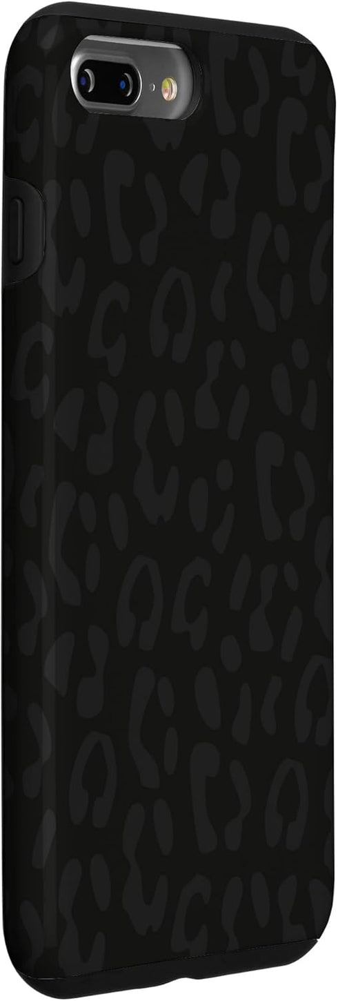 Black Leopard Print Protective Case for Women, iPhone 7 Plus/8 Plus, Cheetah Design