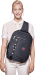 Backpack Large Sling Bag Laptop Cross Body Messenger Bag Shoulder Travel Rucksack (C- Black)