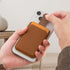 Sinjimoru Pull & Eject Magnetic Wallet for iPhone, Vegan Leather Magnetic Card Holder Compatible with MagSafe - Brown
