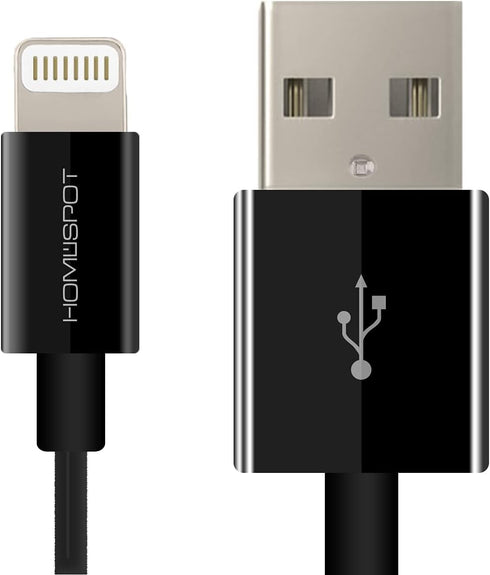 HomeSpot 8pin Cable Fast Charging USB Power Charge & Sync Cable for Smartphones & Tablets, Black 1 Pack