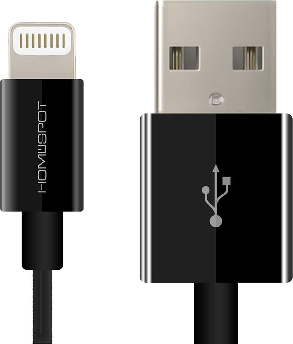 HomeSpot 8pin Cable Fast Charging USB Power Charge & Sync Cable for Smartphones & Tablets, Black 1 Pack