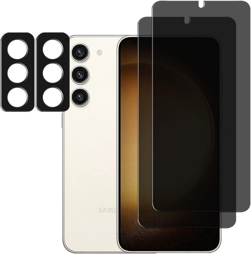 [2+2 Pack Samsung Galaxy S24 Plus Privacy Screen Protector and Camera Lens Protector, Premium Tempered Glass, No Bubbles