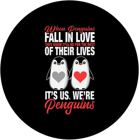 Penguins Falling In Love PopSockets PopGrip: Swappable Grip for Phones & Tablets - Penguin Lovers