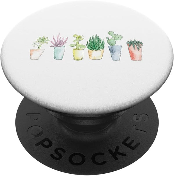 Succulent Merch Co Watercolor Succulent Cactus Potted Plant Lover Mom Gift PopSockets Adhesive PopGrip