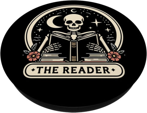 The Reader Tarot Skeleton Gothic Bookish PopSockets Standard PopGrip