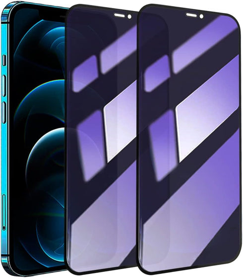 2-Pack Anti Blue Light Privacy Screen Protector for iPhone 12 Pro Max 6.7", 9H Super Hardness Scratch Resistant,