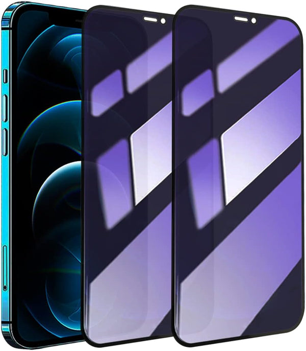 2-Pack Anti Blue Light Privacy Screen Protector for iPhone 12 Pro Max 6.7", 9H Super Hardness Scratch Resistant,