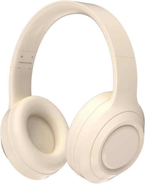 White Wireless Headphones Bluetooth, Foldable Over Ear Headphones, Hi Fi Stereo Headphones Built in Mic for Home/Office