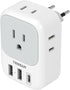 TESSAN European Travel Plug Adapter USB C, 4 AC Outlets and 3 USB Ports, Type C Power Adapter for Europe