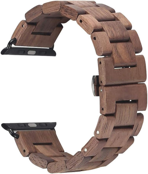 Wooden Watch Band for Apple Watch, Natural Hardwood Strap for iWatch Series 1-8, Walnut (42/44/45mm)