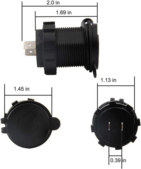 Dual USB Charger Socket Waterproof Power Outlet 12V/24V 2.1A for Car Boat Marine RV with Blue LED