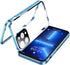 iPhone 15 Plus Lockable Magnetic Case with 360° Bumper, Safety Lock Screen & Camera Lens Protector - Light Blue.