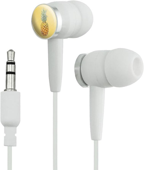 GRAPHICS & MORE Pineapple Novelty in-Ear Earbud Headphones on Yellow Background - White