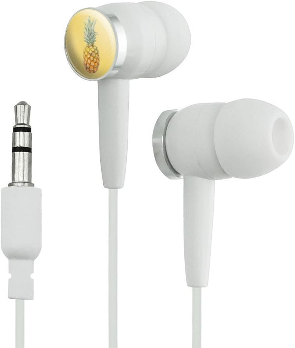 GRAPHICS & MORE Pineapple Novelty in-Ear Earbud Headphones on Yellow Background - White