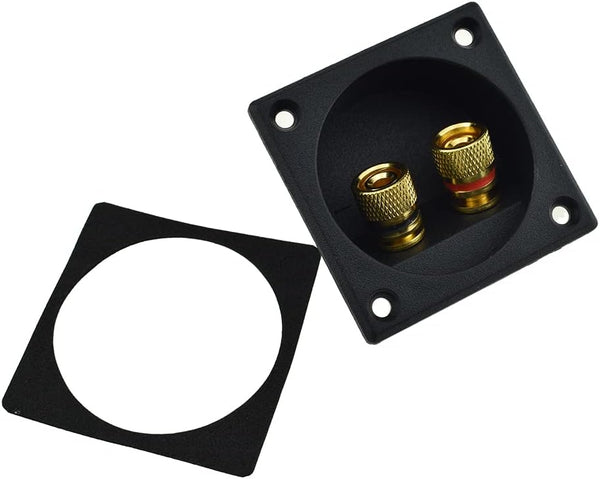 HAHIYO 56mm Diameter Square Speaker Box Terminal Cup, 2 PCS Black for Subwoofer Tower Speakers