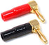 2 Pair 4mm Banana Plugs - Screw Type Right Angle Speaker Cable Connector Copper Gold Plated (2 Black + 2 Red)
